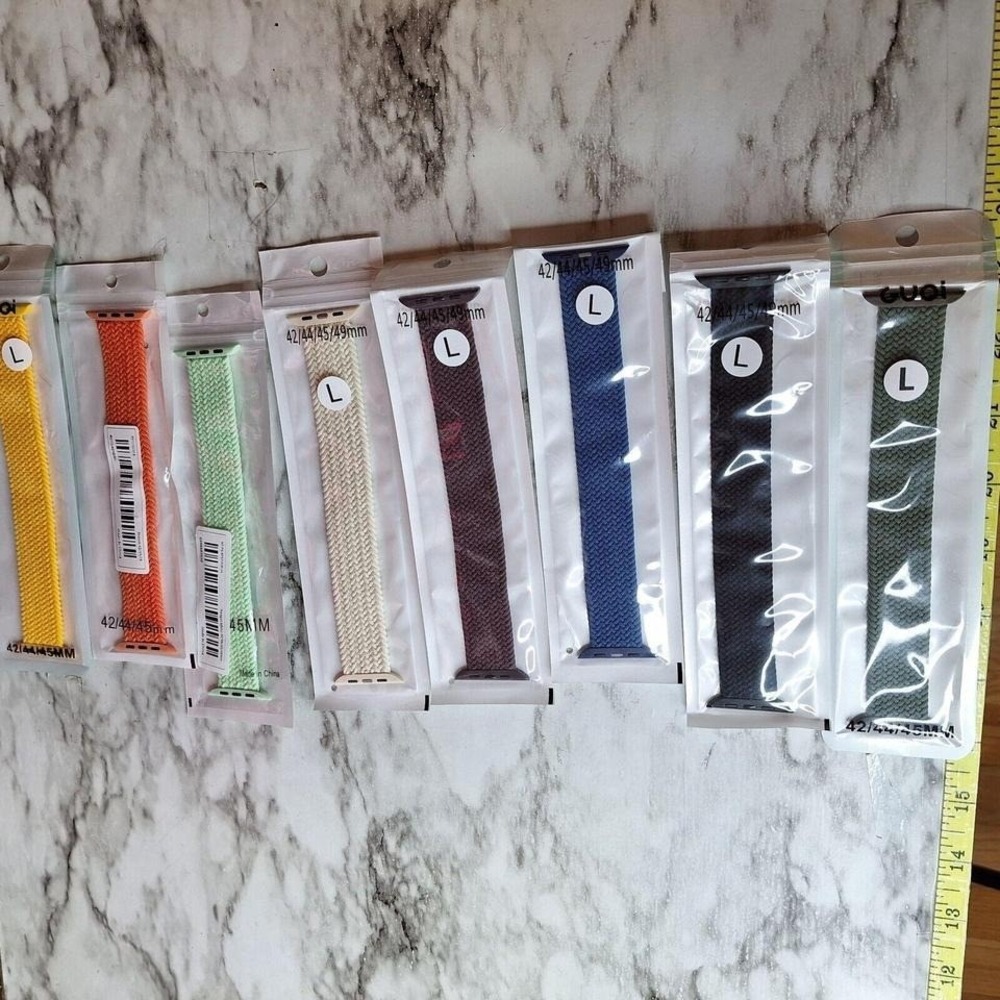 Lot of 8 Unisex Braided Stretch Watch Bands 42-44mm‎ (L) New in package